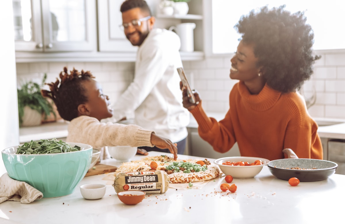 Family dining together